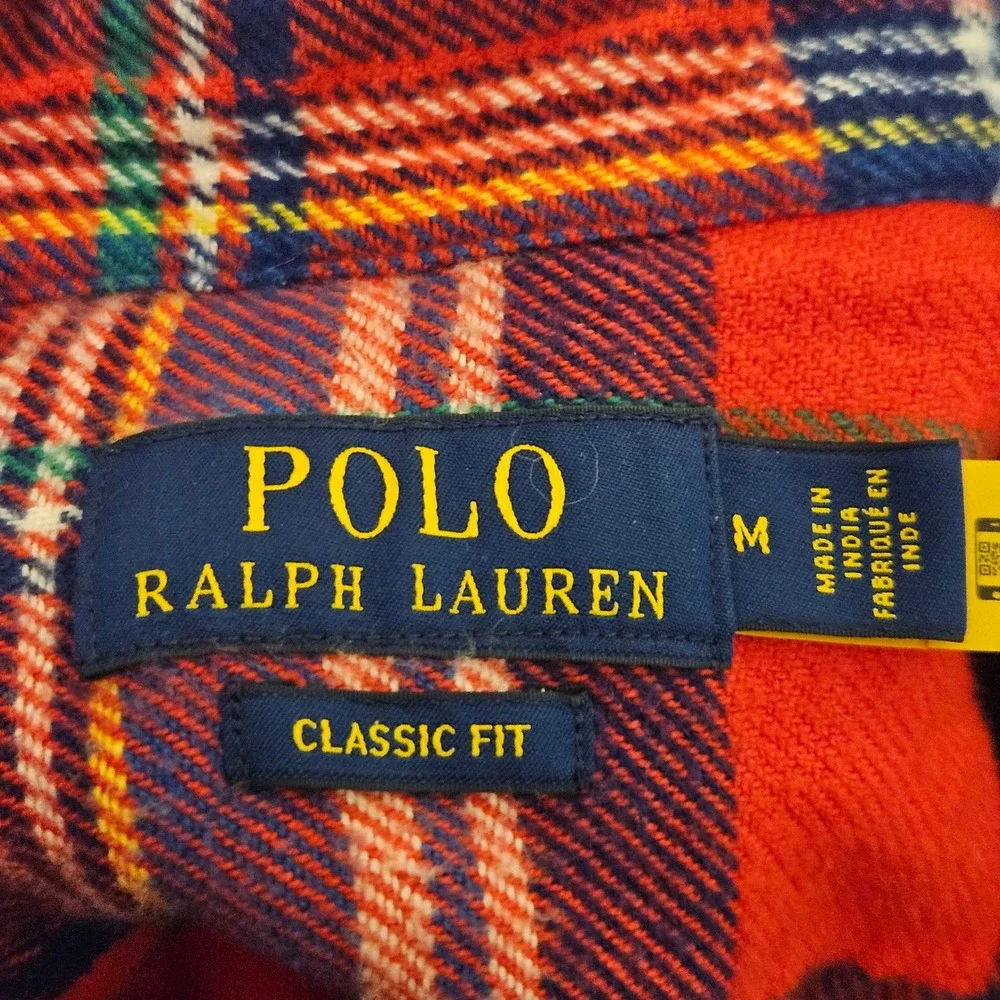 Ralph Lauren Shirt Men Medium Red Plaid Twill Classic Fit Button Workshirt NWT